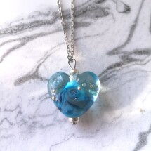 Ocean Swirl Lampwork Heart Necklace Image