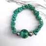 Jasmine flower, pearl, green howlite bracelet Image