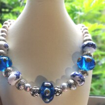 Chinoiserie Pearl Aqua Necklace