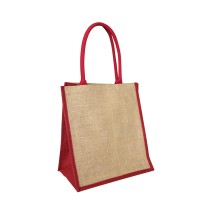 EJ-209 Jute Supermarket Bag Natural With Red Gusset