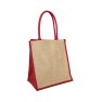 EJ-209 Jute Supermarket Bag Natural With Red Gusset Image