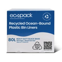 Ecopack 80L Ocean-Bound Plastic Bags in Dispenser Box Image