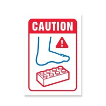 WOO011 Wooden Sign - Lego Warning A5