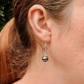 Eco Silver  Spiral wrapped Black Pearl Earrings Image