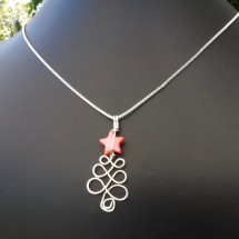 Christmas Tree Eco Necklace with Red Star