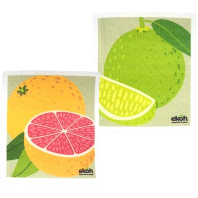 Eco Sponge Cloth Swedish Dishcloth2pk Grapefruit & Lime Image