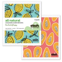 Eco Sponge Cloth Swedish Dishcloth  2pk.Papaya & Lemons