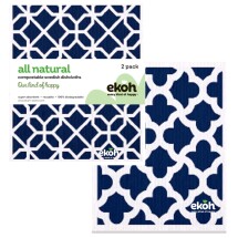 EKOH Dishcloths for Kitchen 2 Eco Cloths Navy Geo