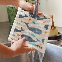 Eco Dish Cloth - Compostable Sponge Cloth Whale Print